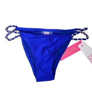 Lilly Pulitzer Petrie blue bikini bottom with gold hardware Sz 2 NWT